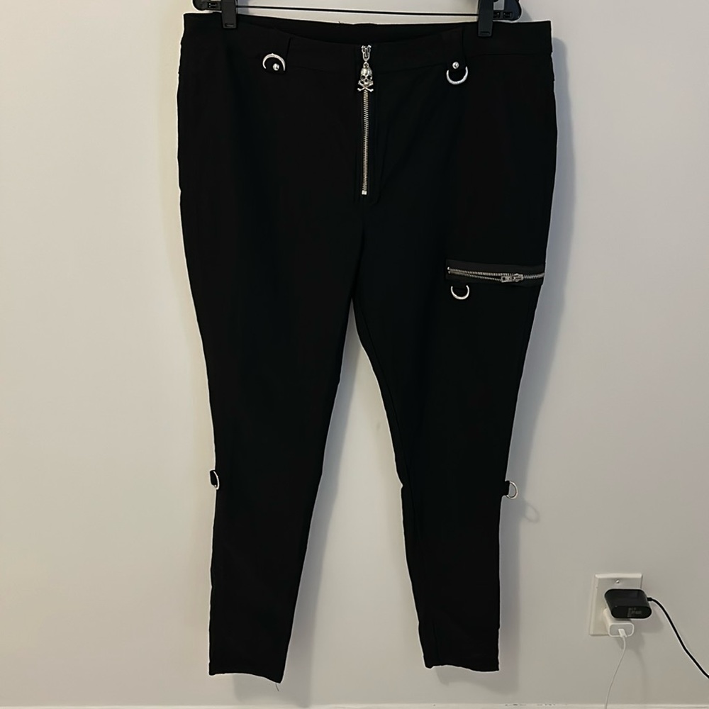 Killstar Black Skinny Pants with Silver Hardware